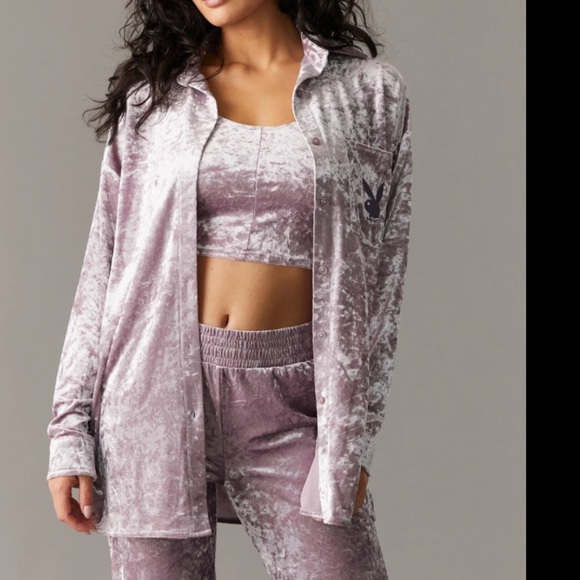 Brand NEW NWT Ladies Playboy Purple Crushed Velour Shacket velvet soft feel top - Picture 6 of 17